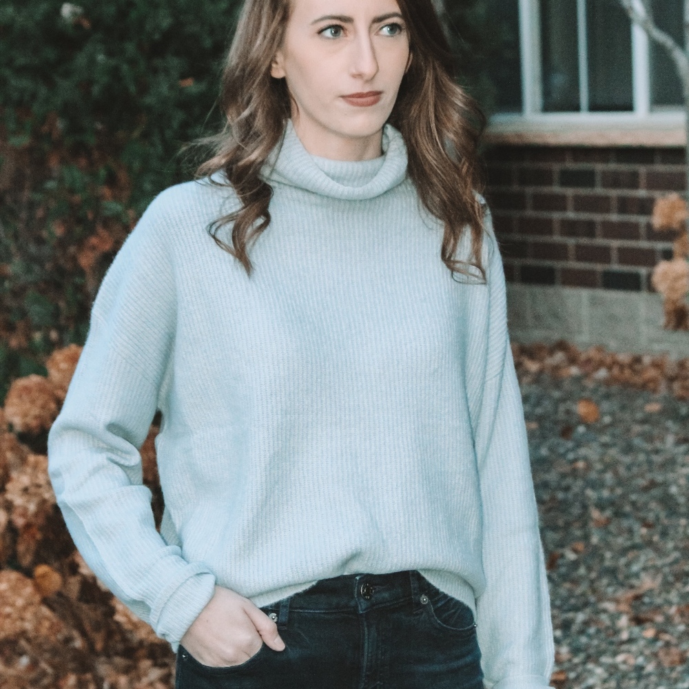 London Skies Cowl Neck Sweater